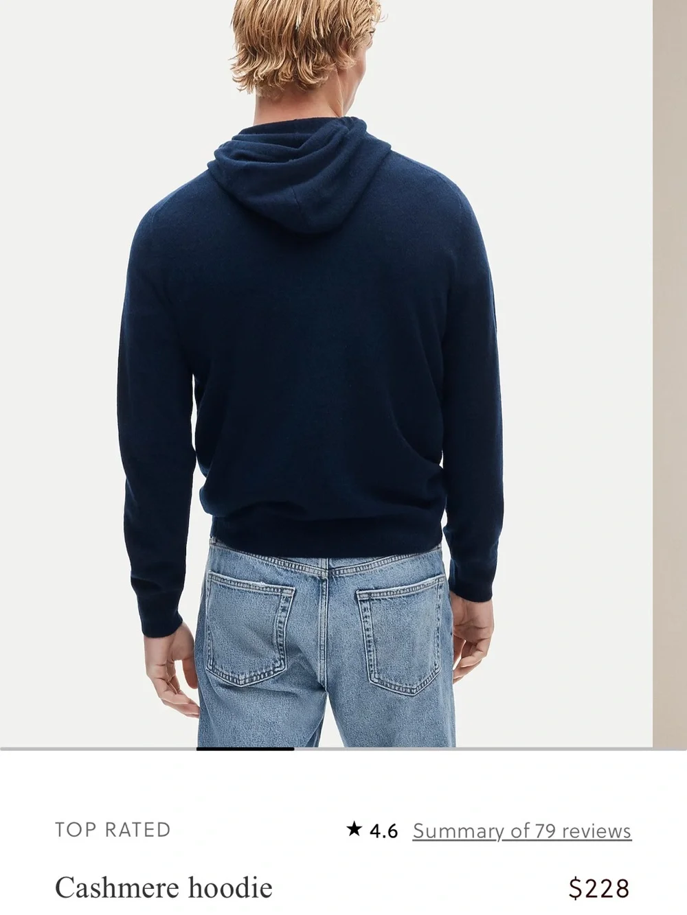 J. Crew 100% cashmere Navy Crewneck Hoodie Sweater Medium